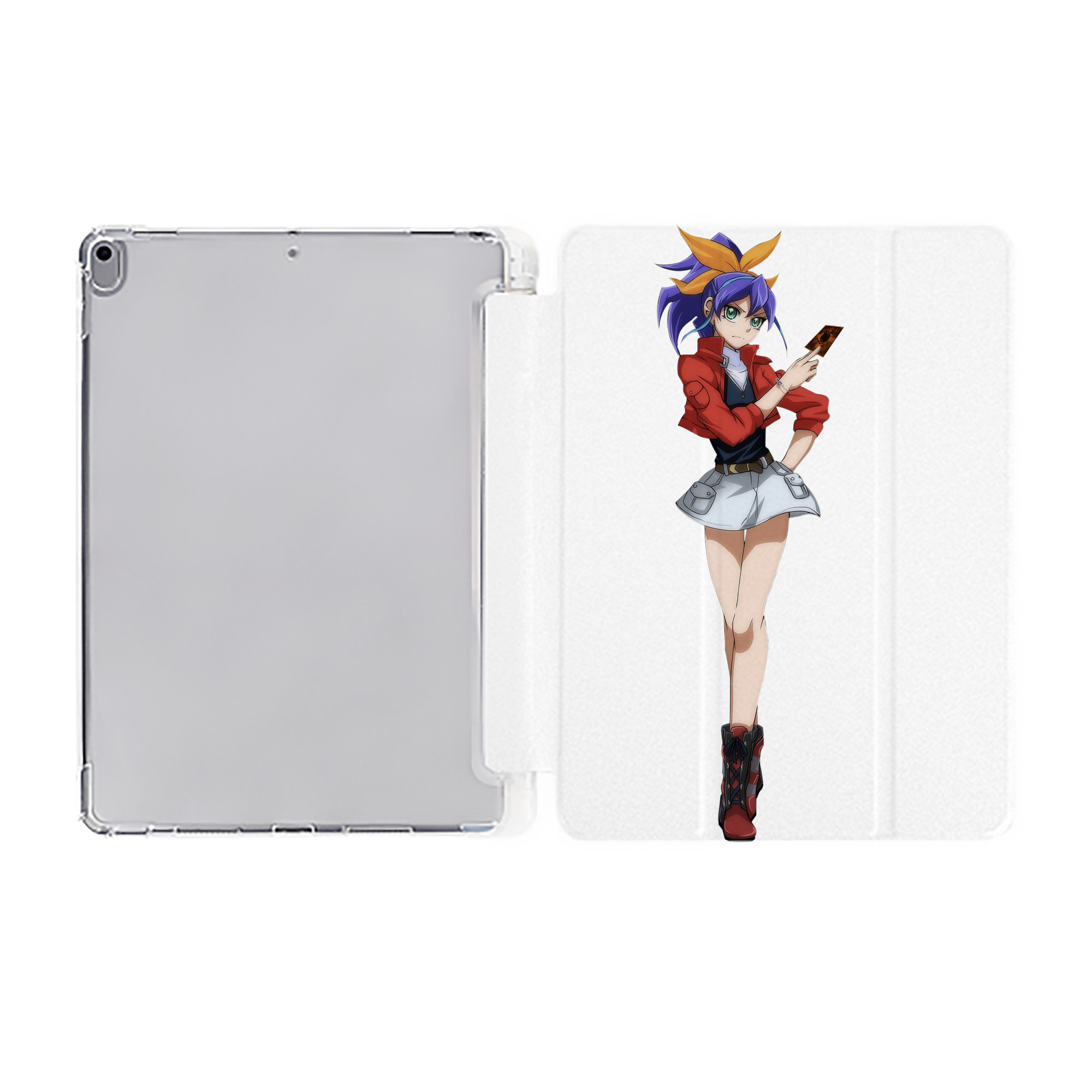 （画像用） 遊☆戯☆王 Yu-Gi-Oh! IPad ケース ペン収納付き 三つ折りスタンド PUレザー×シリコン 対応機種9.5/10.5/10.9インチ